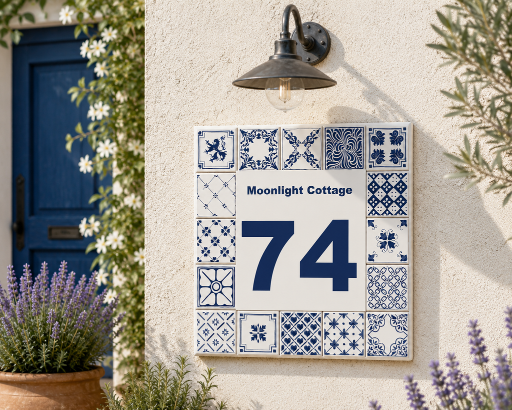 Numero Civico Personalizzato in Ceramica 15x15 cm – Targa Casa in ceramica – Handmade Italy  P38