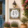 Numero Civico Personalizzato 15x15 cm – Targa Casa in ceramica – Handmade Italy  P69