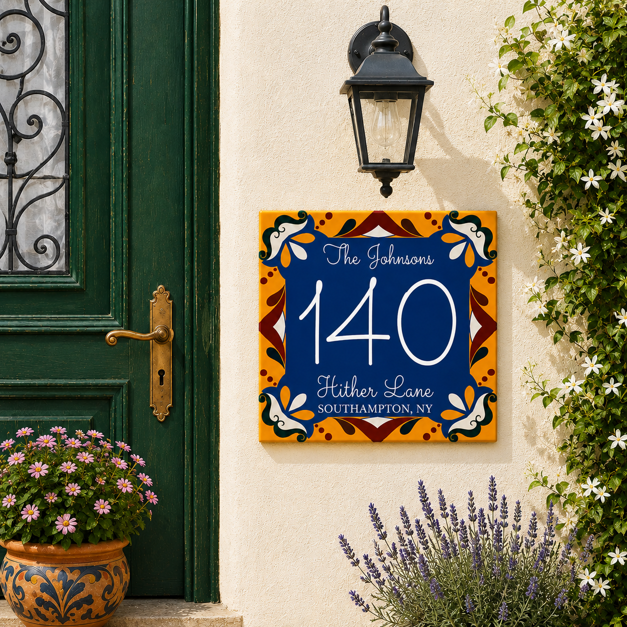 Numero Civico Personalizzato in Ceramica 15x15 cm – Targa Casa in ceramica – Handmade Italy  P16