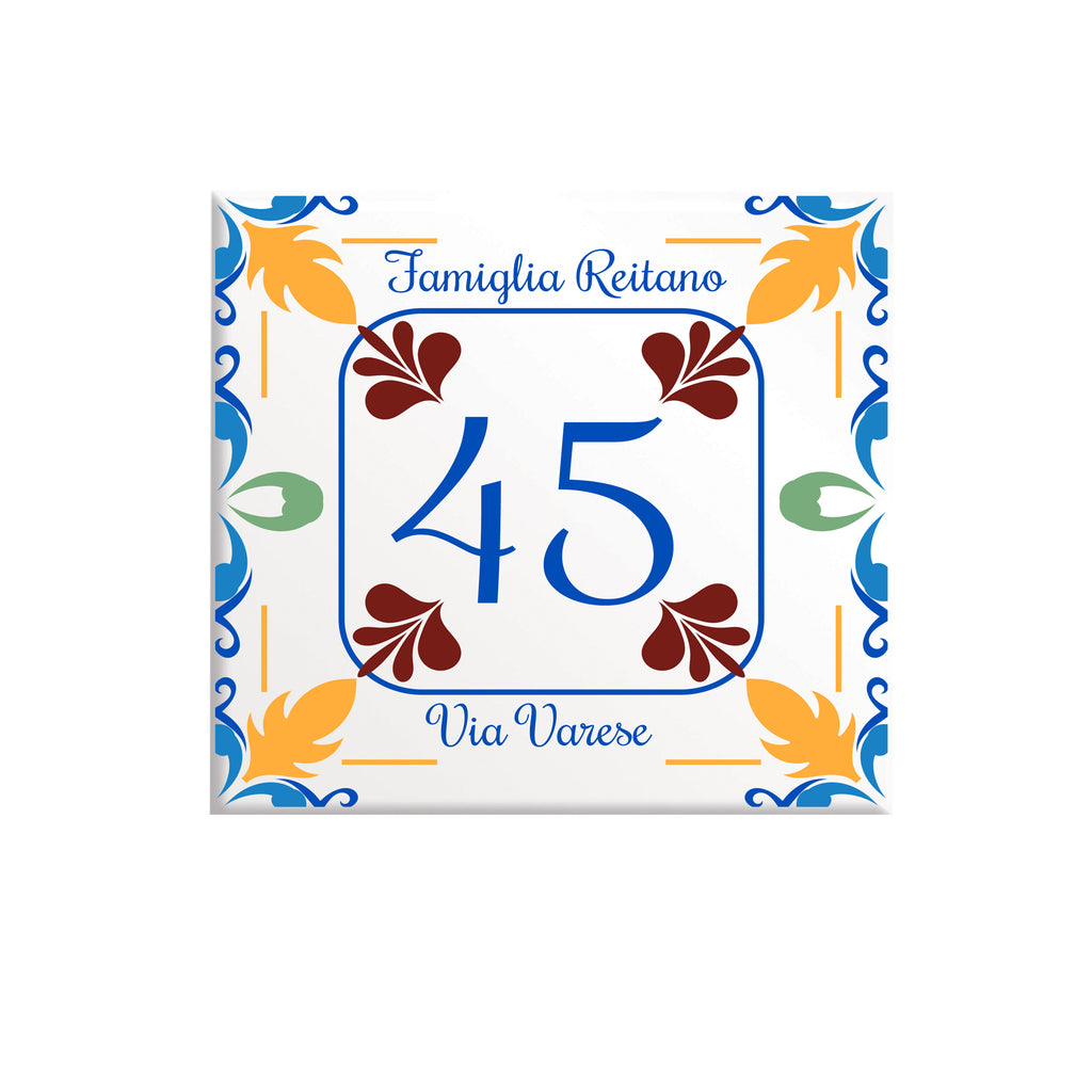 Numero Civico Personalizzato in Ceramica 15x15 cm – Targa Casa in ceramica – Handmade Italy  P15