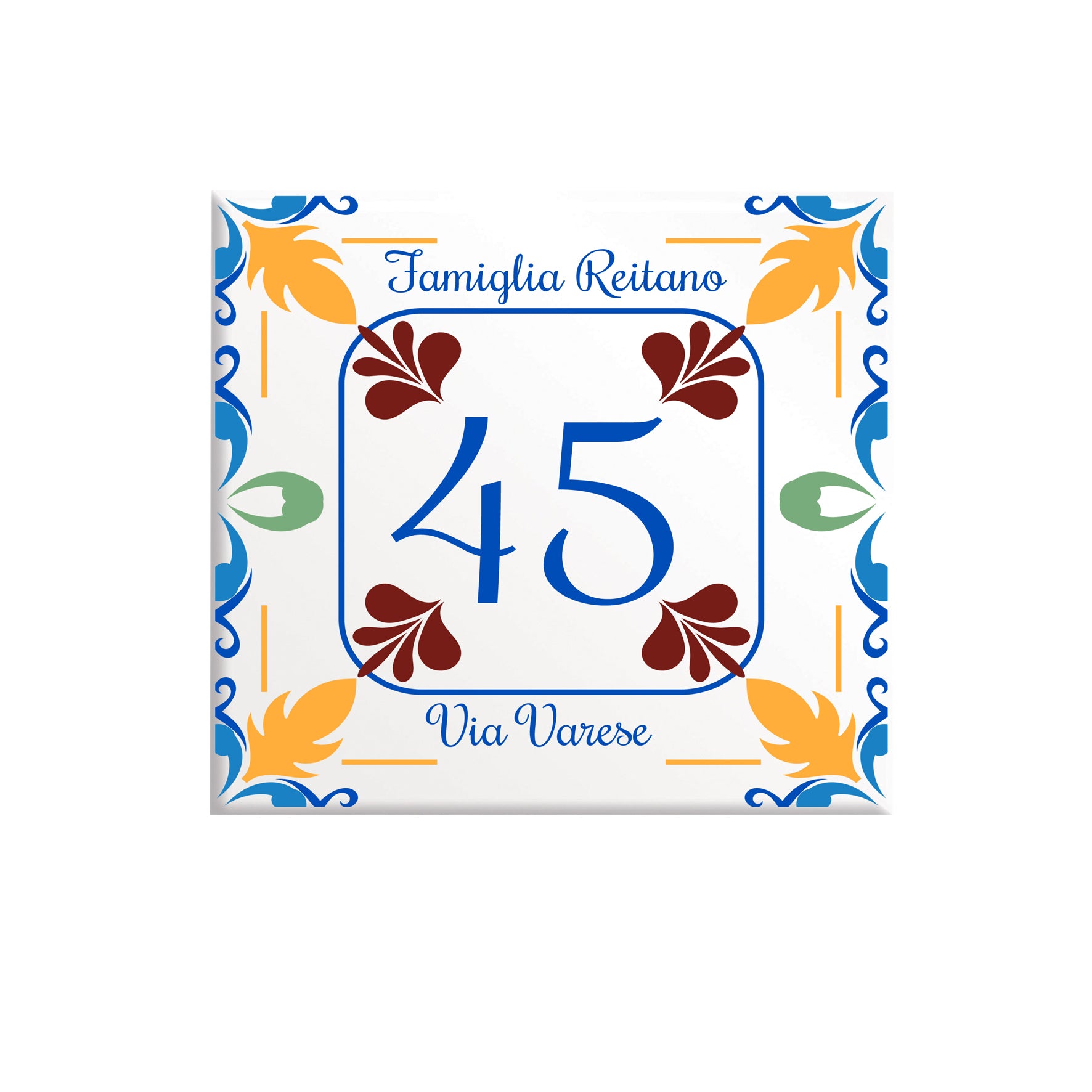 Numero Civico Personalizzato in Ceramica 15x15 cm – Targa Casa in ceramica – Handmade Italy  P15