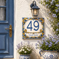 Numero Civico Personalizzato in Ceramica 15x15 cm – Targa Casa Maiolica Blu Oro – Handmade Italy  P1