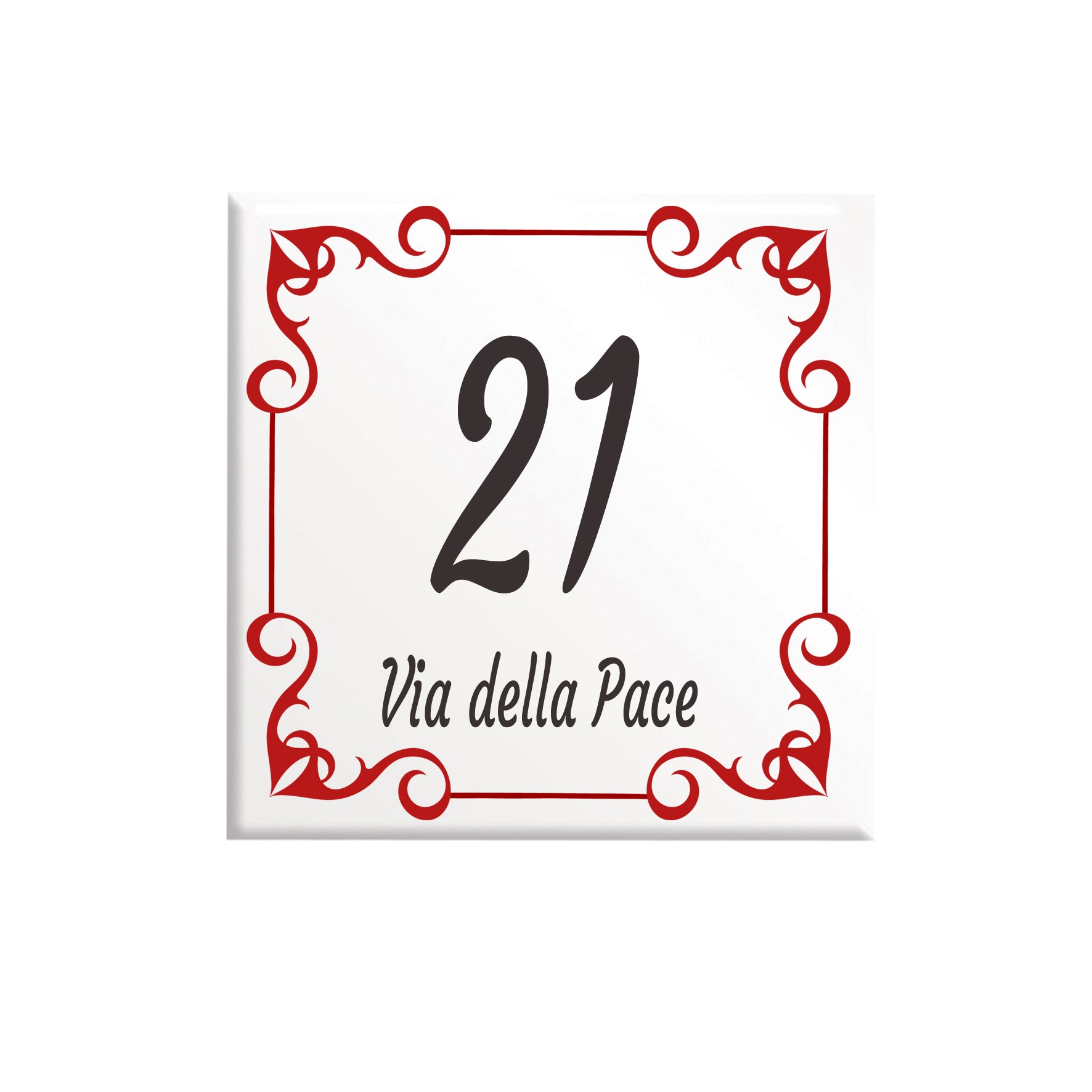 Numero Civico Personalizzato 15x15 cm – numero civico con piastrella | Targa ingresso | numero civico con indirizzo C26