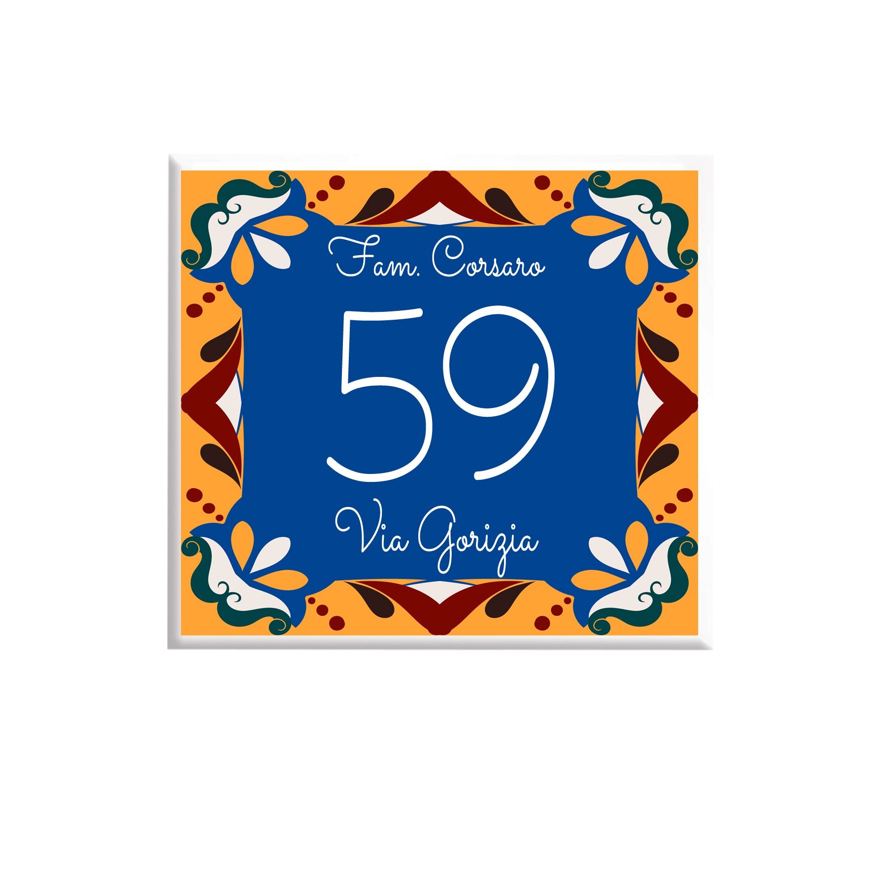 Numero Civico Personalizzato in Ceramica 15x15 cm – Targa Casa in ceramica – Handmade Italy  P16