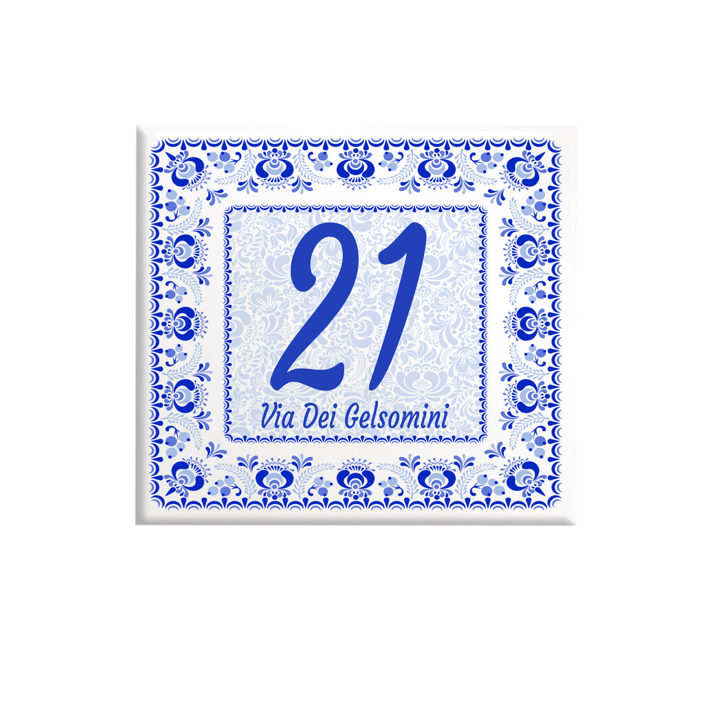 Numero Civico Personalizzato in Ceramica 15x15 cm – Targa Casa in ceramica – Handmade Italy  P12