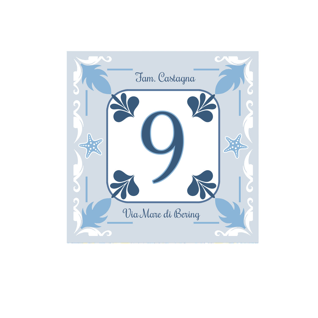 Numero Civico Personalizzato in Ceramica 15x15 cm – Targa Casa in ceramica – Handmade Italy  P28