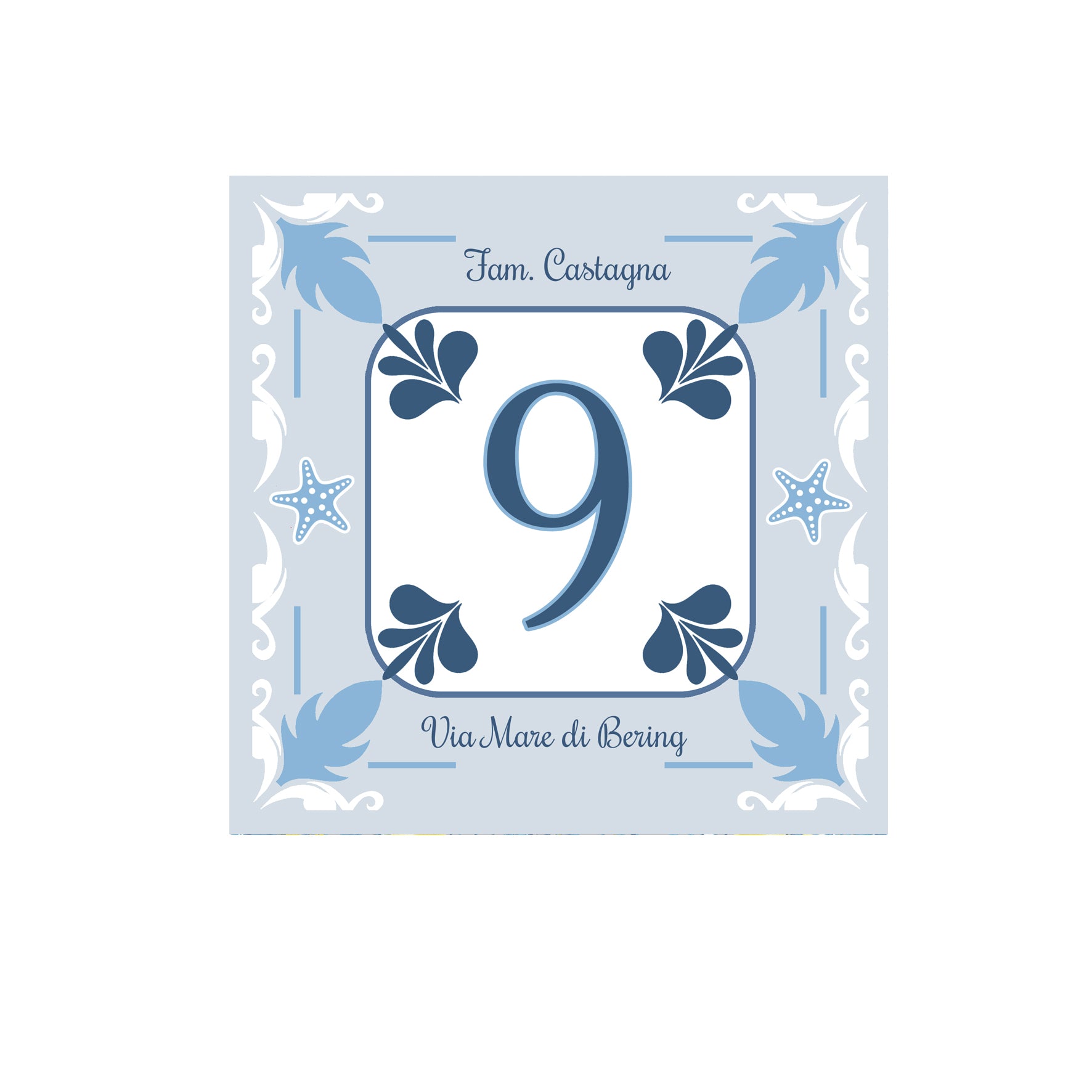 Numero Civico Personalizzato in Ceramica 15x15 cm – Targa Casa in ceramica – Handmade Italy  P28