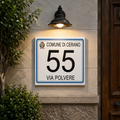 Numero Civico Personalizzato con logo del comune 15x15 cm – Targa Casa in ceramica – Handmade Italy  P24