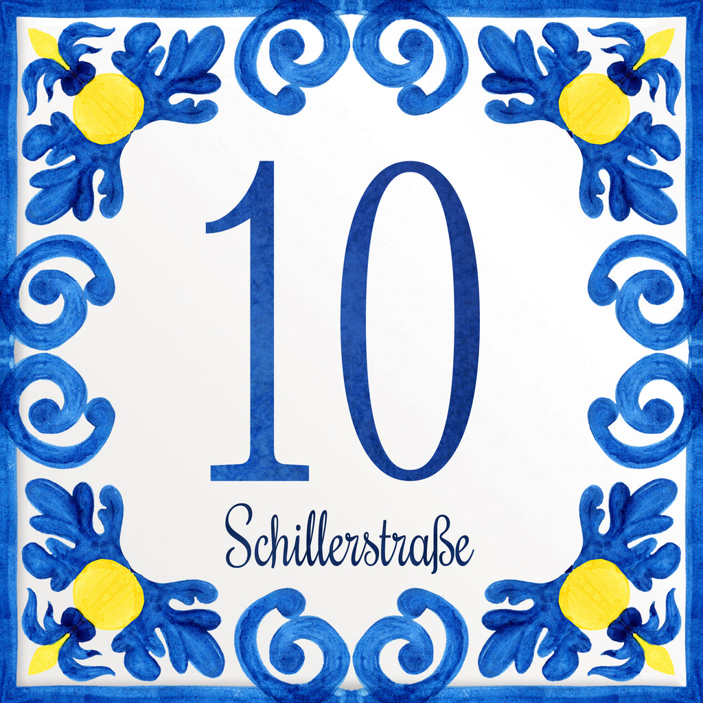 Numero Civico Personalizzato in Ceramica 15x15 cm – Targa Casa in ceramica – Handmade Italy  P10
