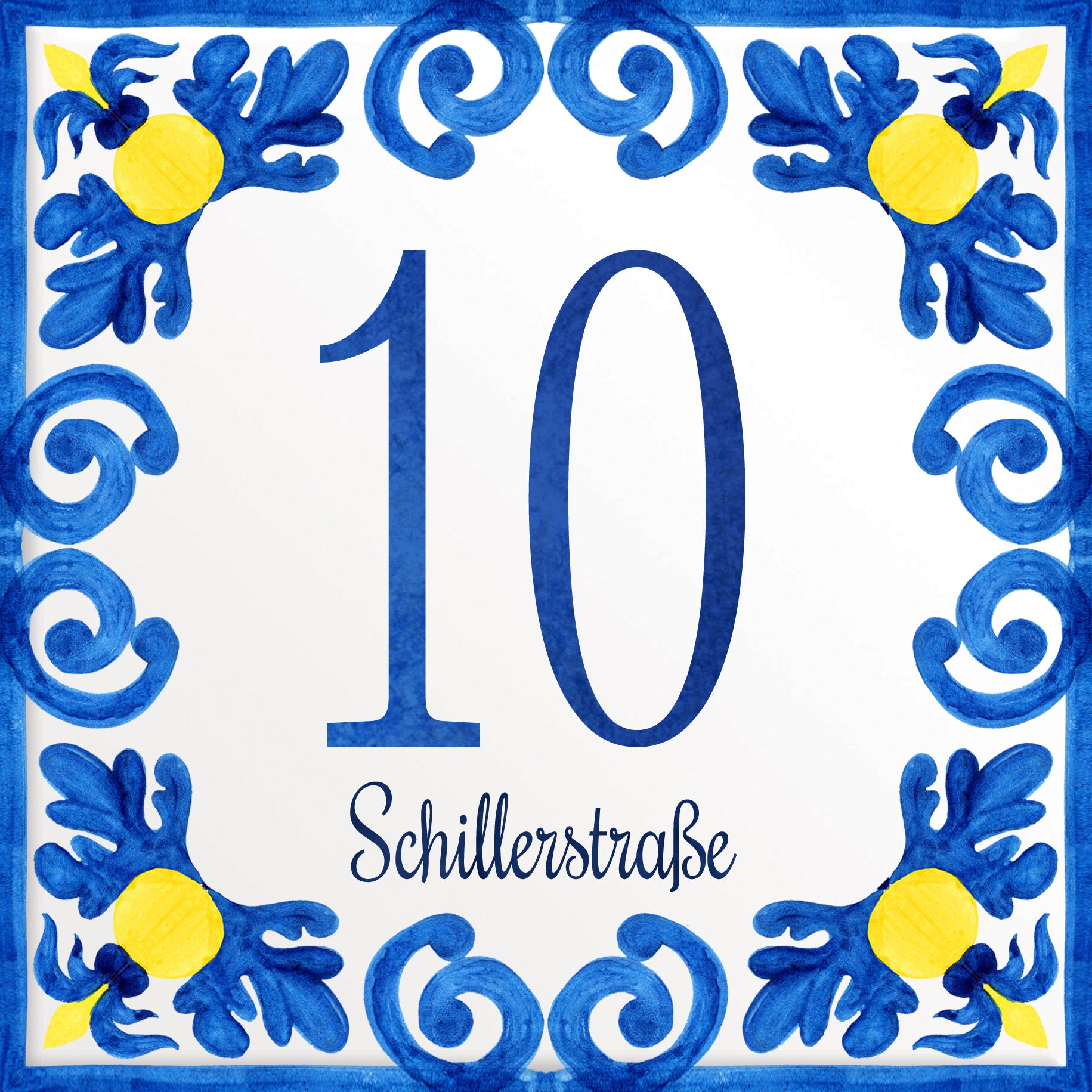 Numero Civico Personalizzato in Ceramica 15x15 cm – Targa Casa in ceramica – Handmade Italy  P10