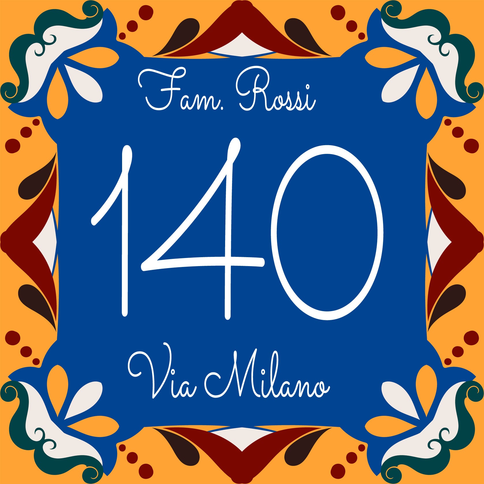 Numero Civico Personalizzato in Ceramica 15x15 cm – Targa Casa in ceramica – Handmade Italy  P16