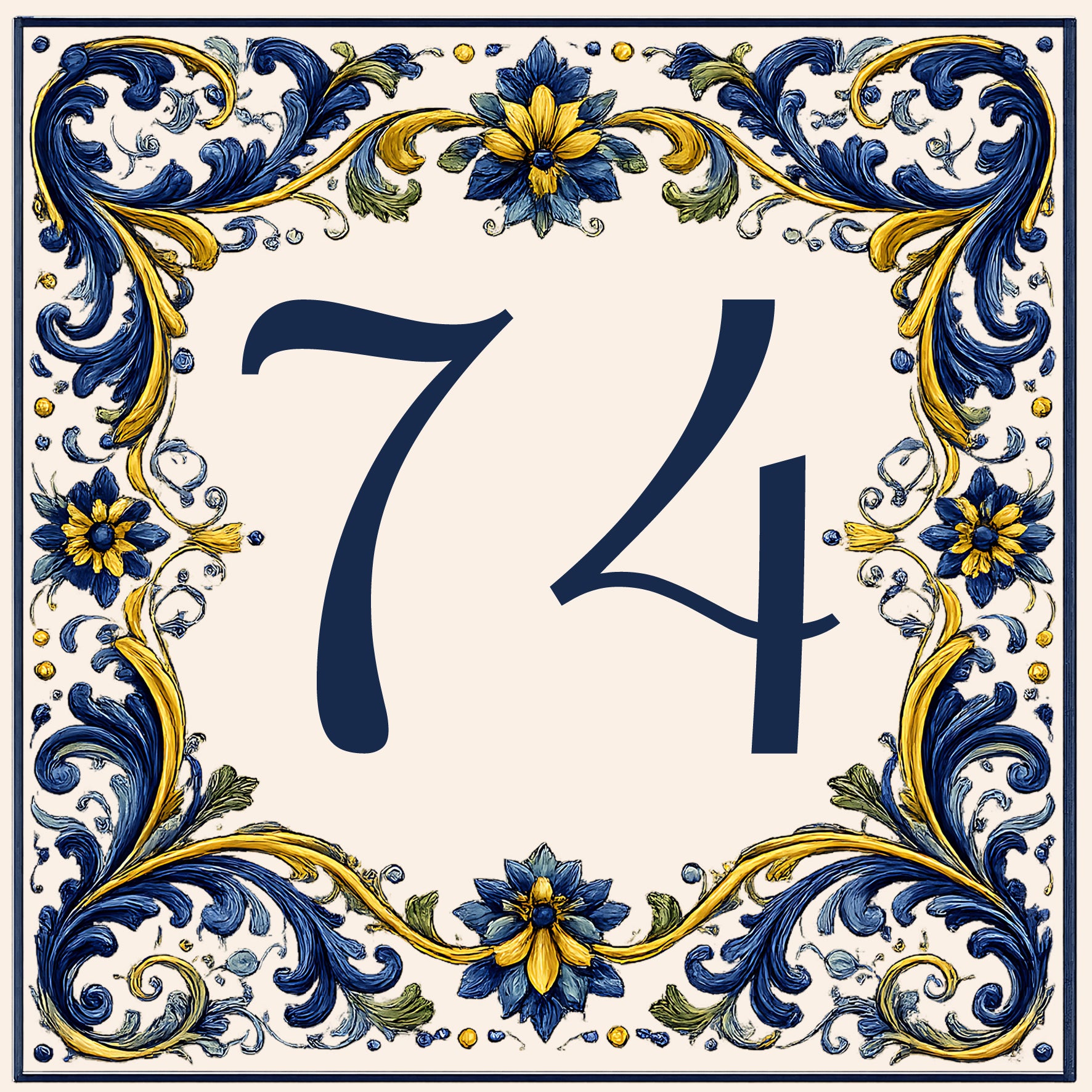 Numero Civico Personalizzato in Ceramica 15x15 cm – Targa Casa in ceramica – Handmade Italy  P17