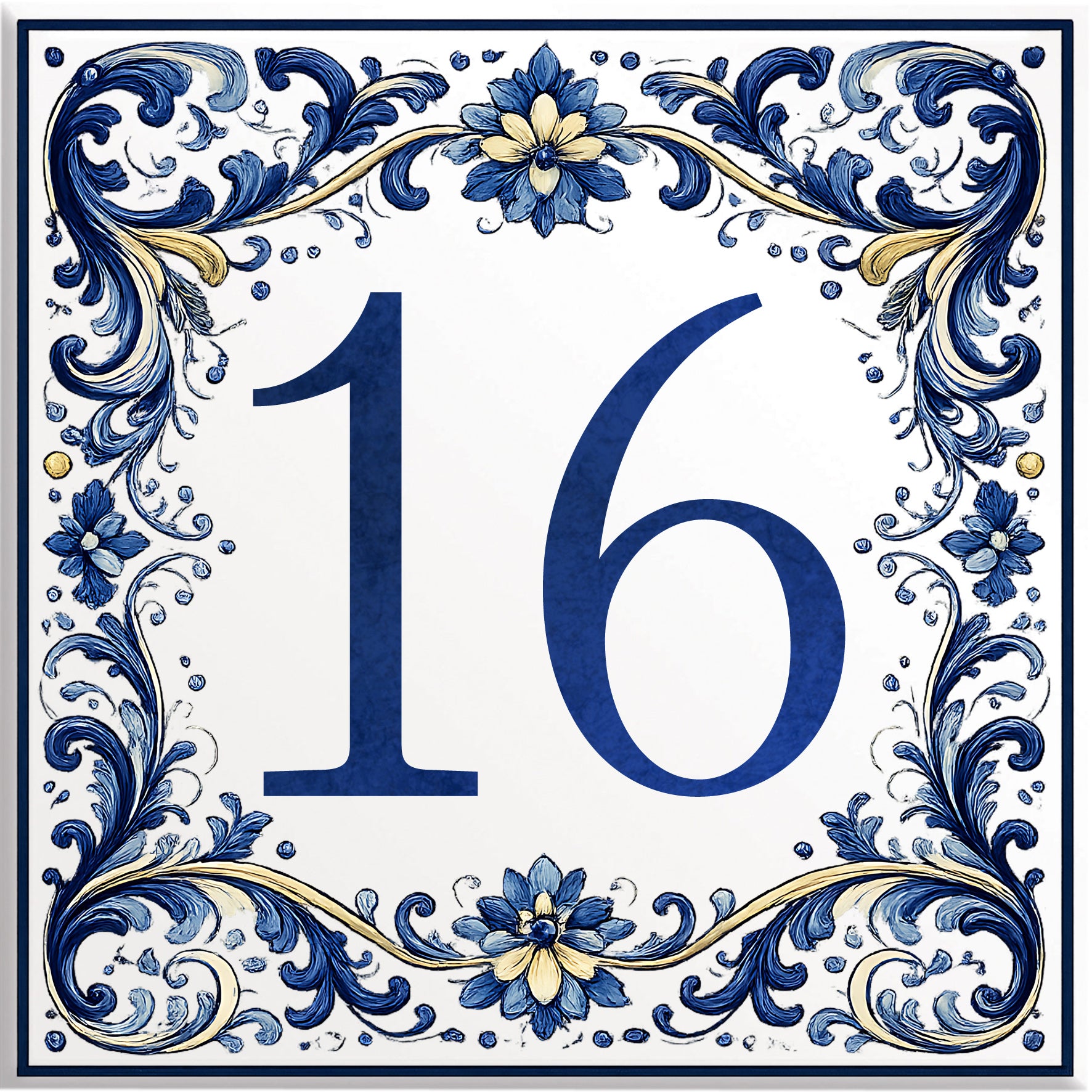 Numero Civico Personalizzato in Ceramica 15x15 cm – Targa Casa in ceramica – Handmade Italy  P18