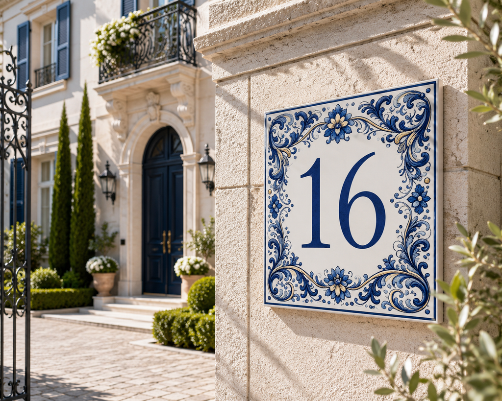 Numero Civico Personalizzato in Ceramica 15x15 cm – Targa Casa in ceramica – Handmade Italy  P18