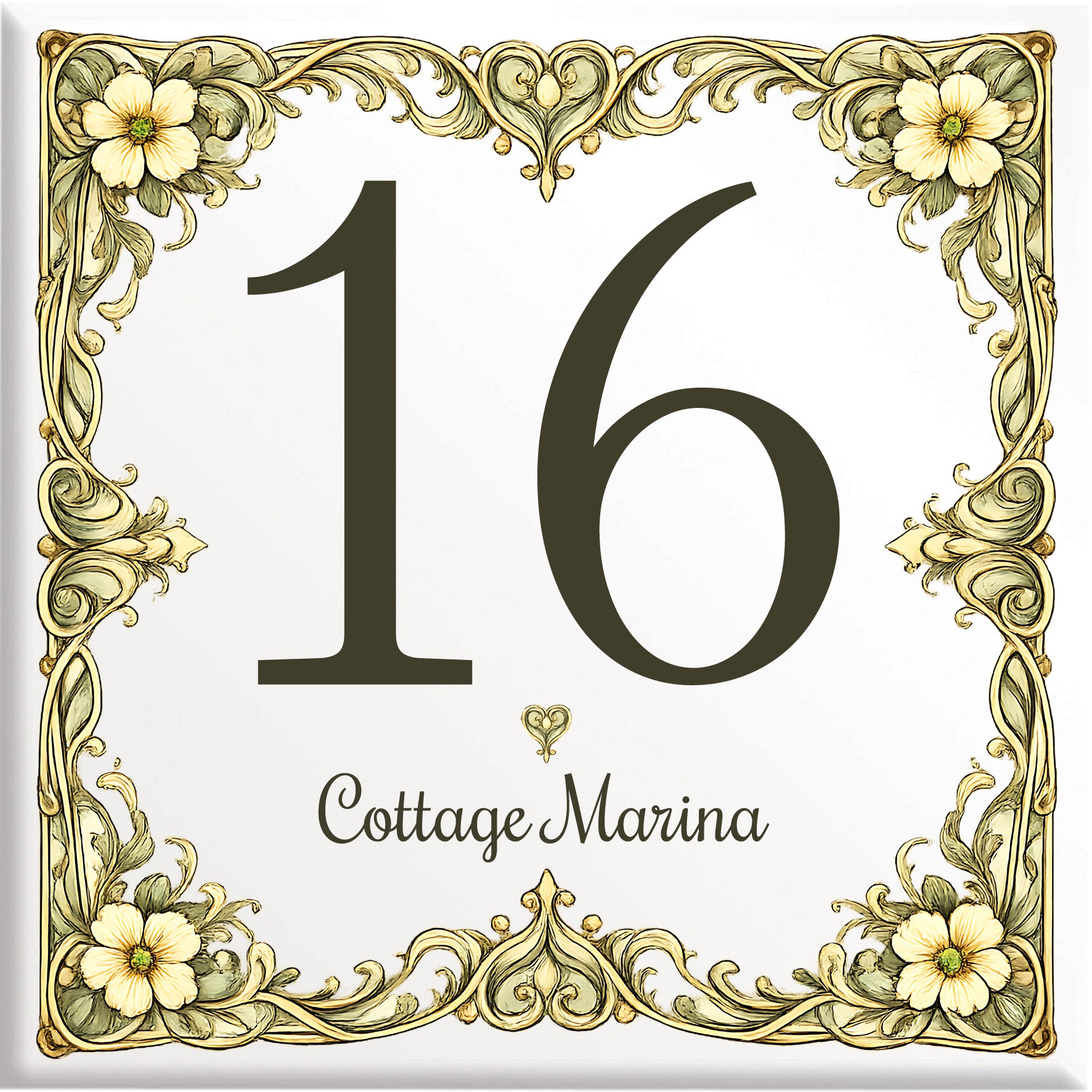 Numero Civico Personalizzato in Ceramica 15x15 cm – Targa Casa in ceramica – Handmade Italy  P19