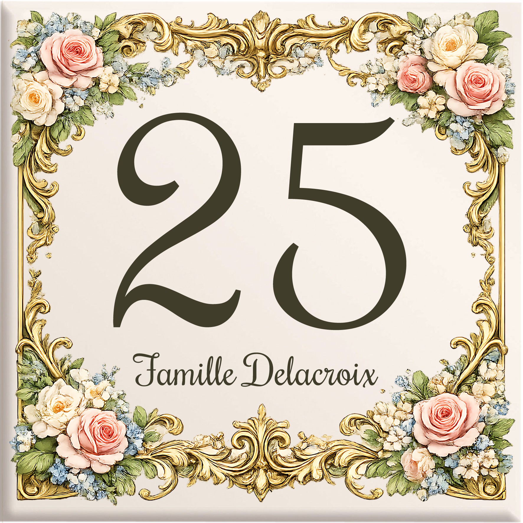Numero Civico Personalizzato in Ceramica 15x15 cm – Targa Casa in ceramica – Handmade Italy  P20