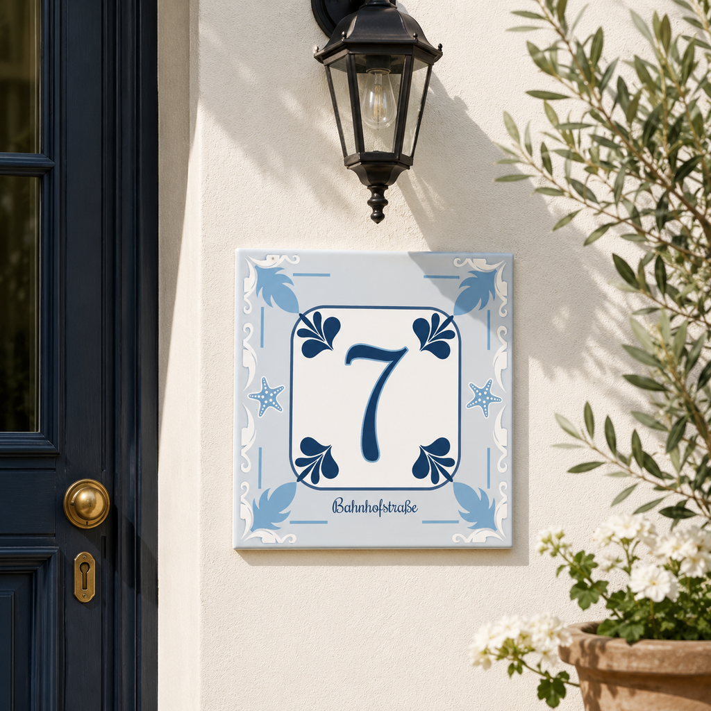 Numero Civico Personalizzato in Ceramica 15x15 cm – Targa Casa in ceramica – Handmade Italy  P28
