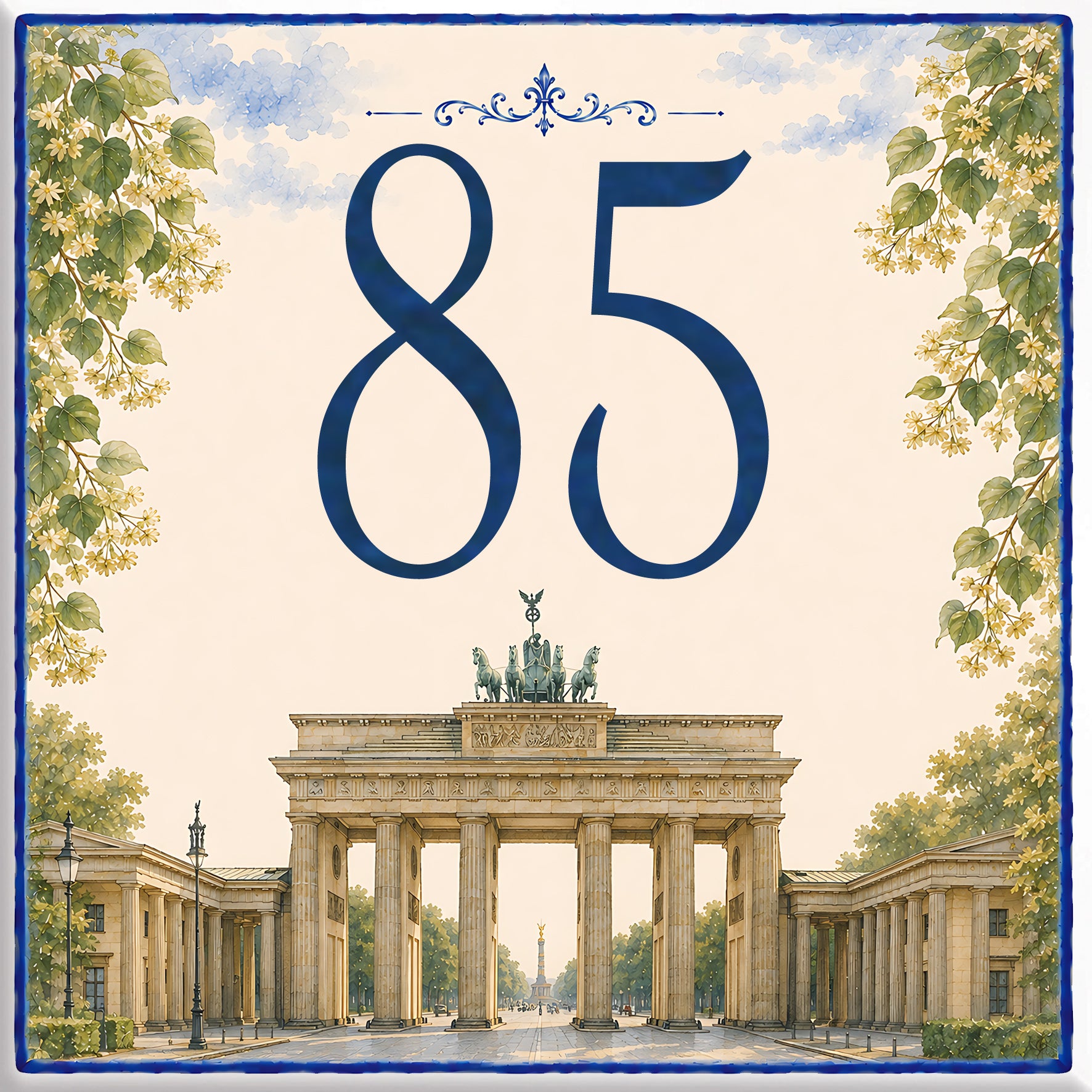 Numero Civico Personalizzato Brandeburgo Berlino 15x15 cm – Targa Casa in ceramica – Handmade Italy  P52