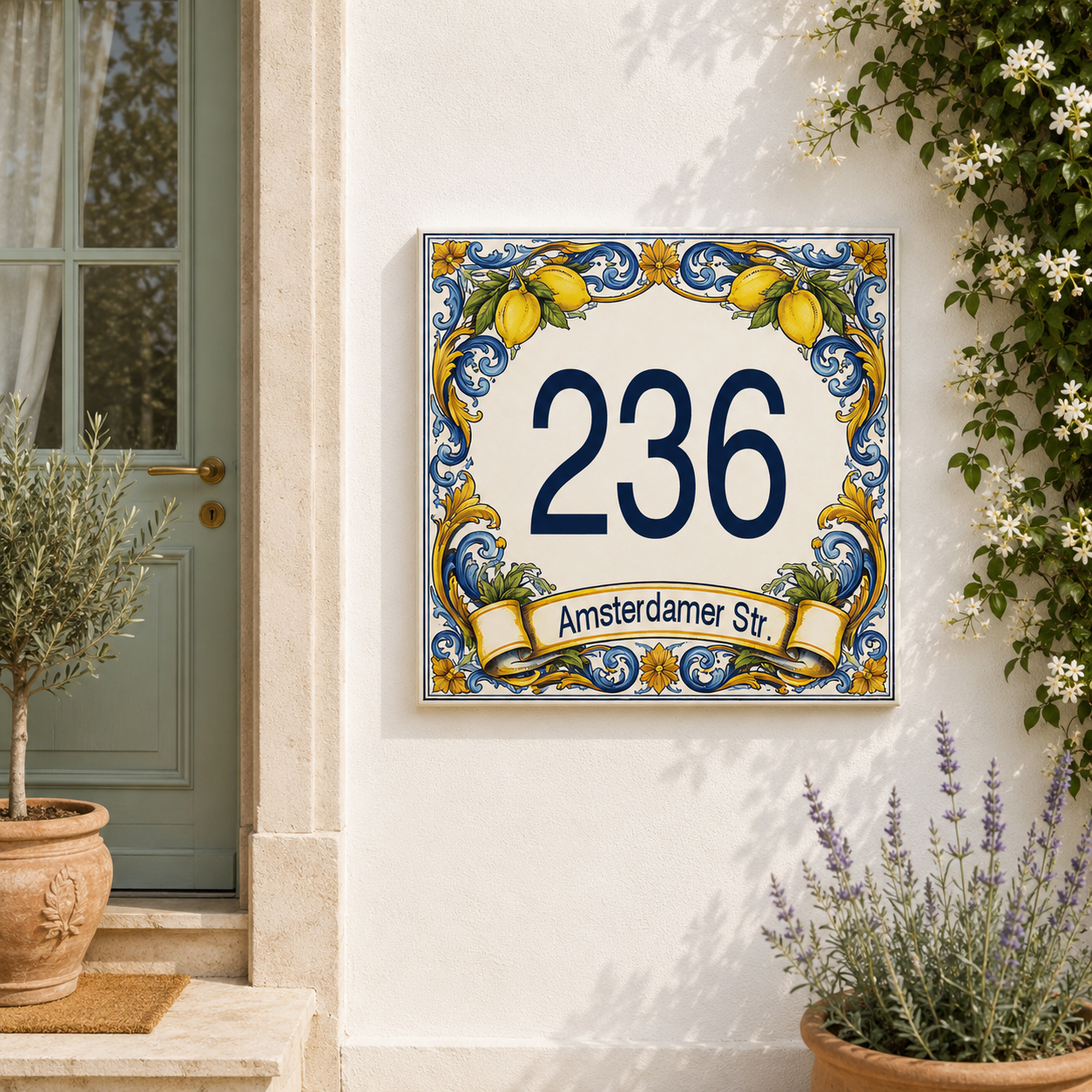Numero Civico Personalizzato in Ceramica 15x15 cm – Targa Casa in ceramica – Handmade Italy  P6