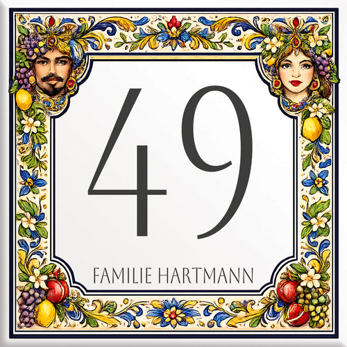 Numero Civico Personalizzato 15x15 cm – Targa Casa in ceramica – Handmade Italy  P69