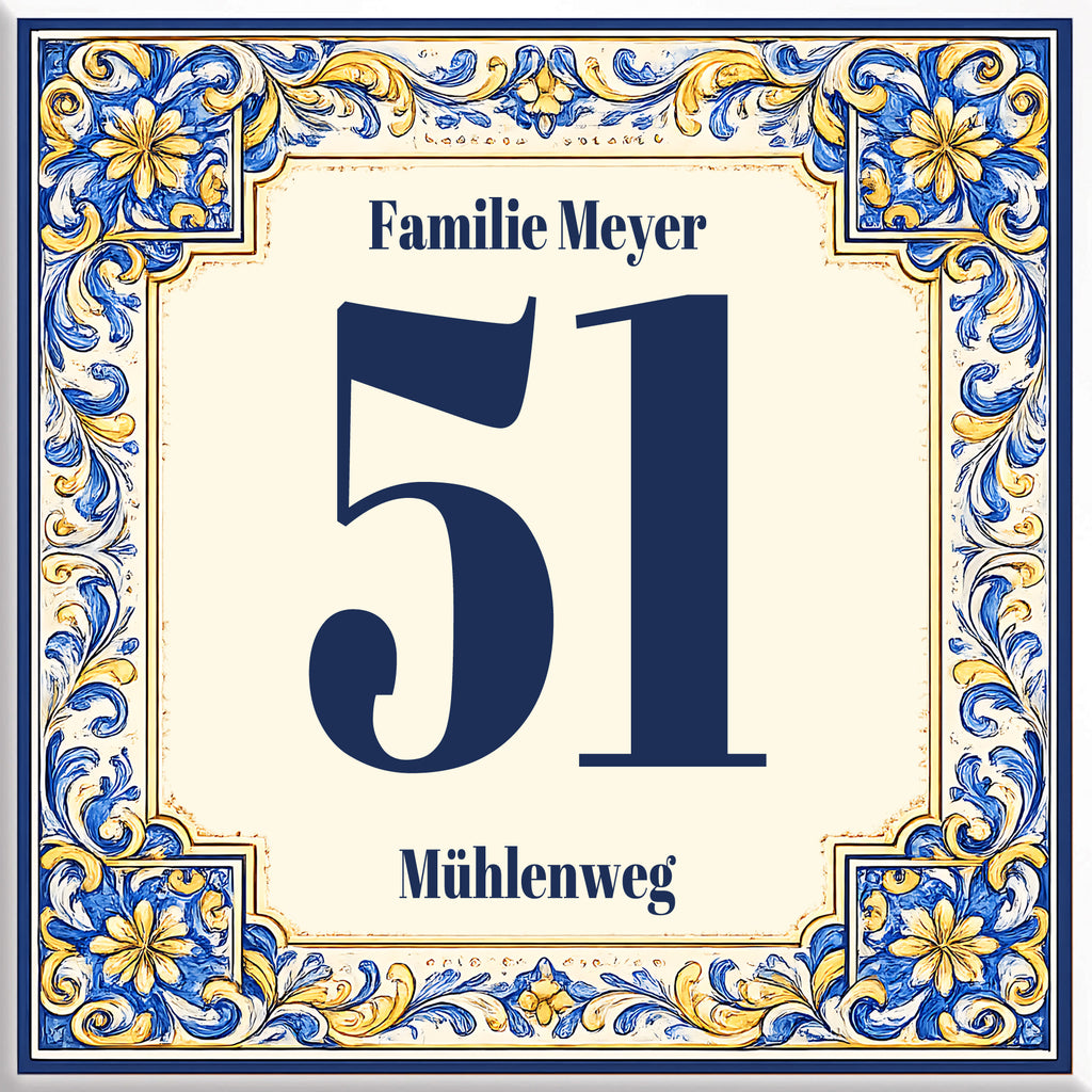 Numero Civico Personalizzato 15x15 cm – Targa Casa in ceramica – Handmade Italy P75