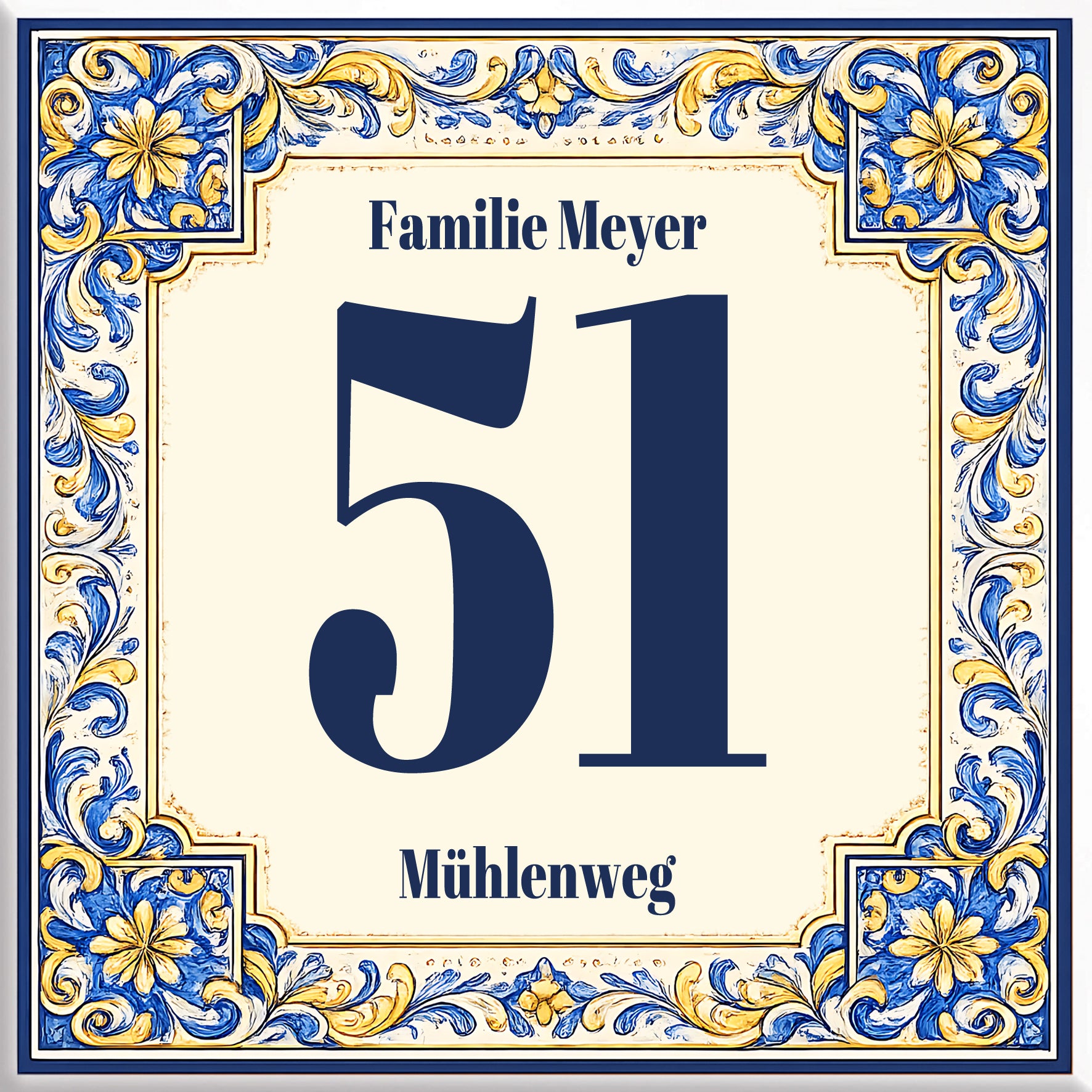 Numero Civico Personalizzato 15x15 cm – Targa Casa in ceramica – Handmade Italy P75