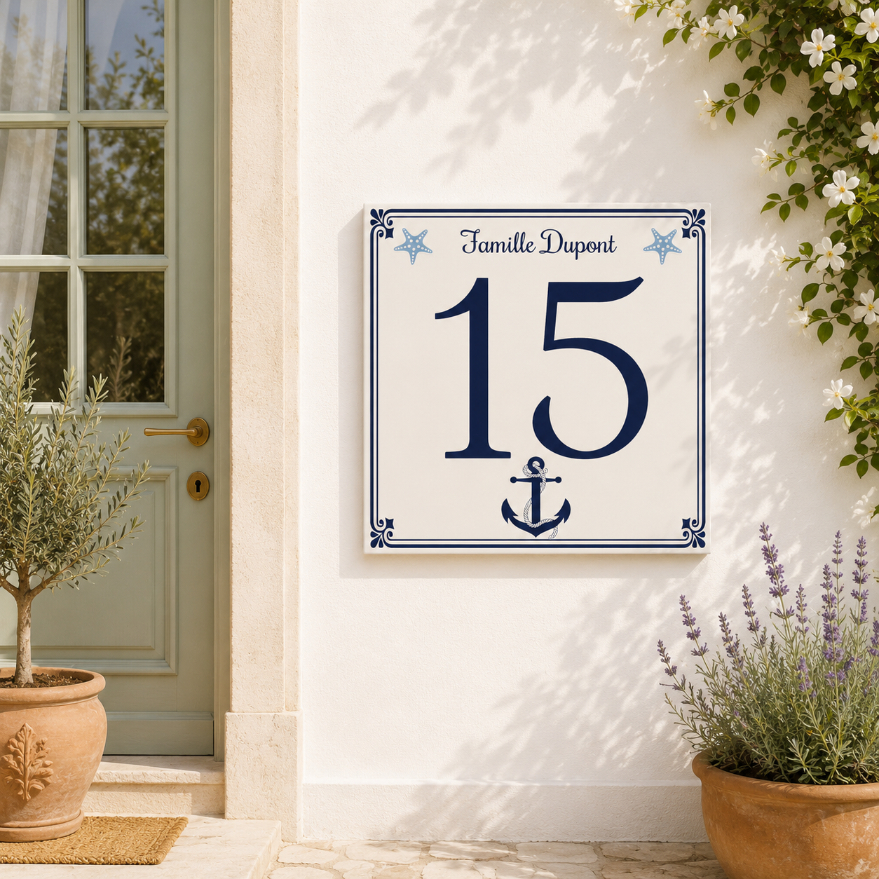 Numero Civico Personalizzato in Ceramica 15x15 cm – Targa Casa in ceramica – Handmade Italy  P7