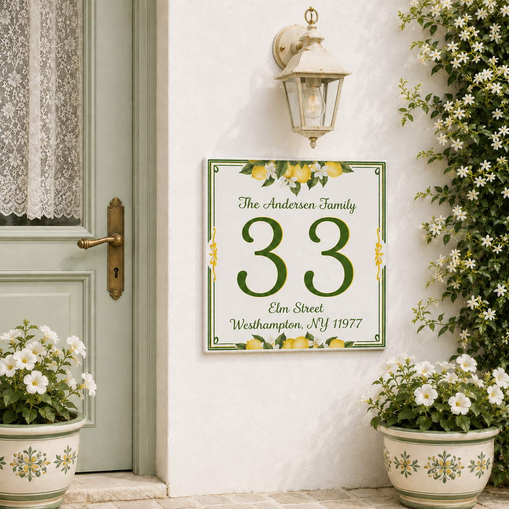 Numero Civico Personalizzato in Ceramica 15x15 cm – Targa Casa in ceramica – Handmade Italy  P9