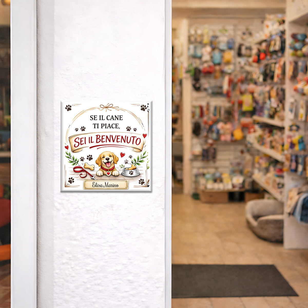 Mattonella Decorativa “se il cane ti piace sei il benvenuto” – personalizzata con nome P2