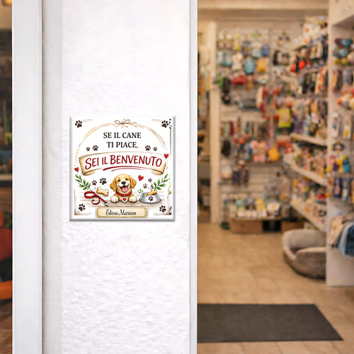 Mattonella Decorativa “se il cane ti piace sei il benvenuto” – personalizzata con nome P2
