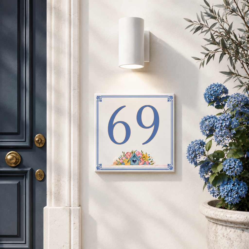 Numero Civico Personalizzato in Ceramica 15x15 cm – Targa Casa in ceramica – Handmade Italy  P30