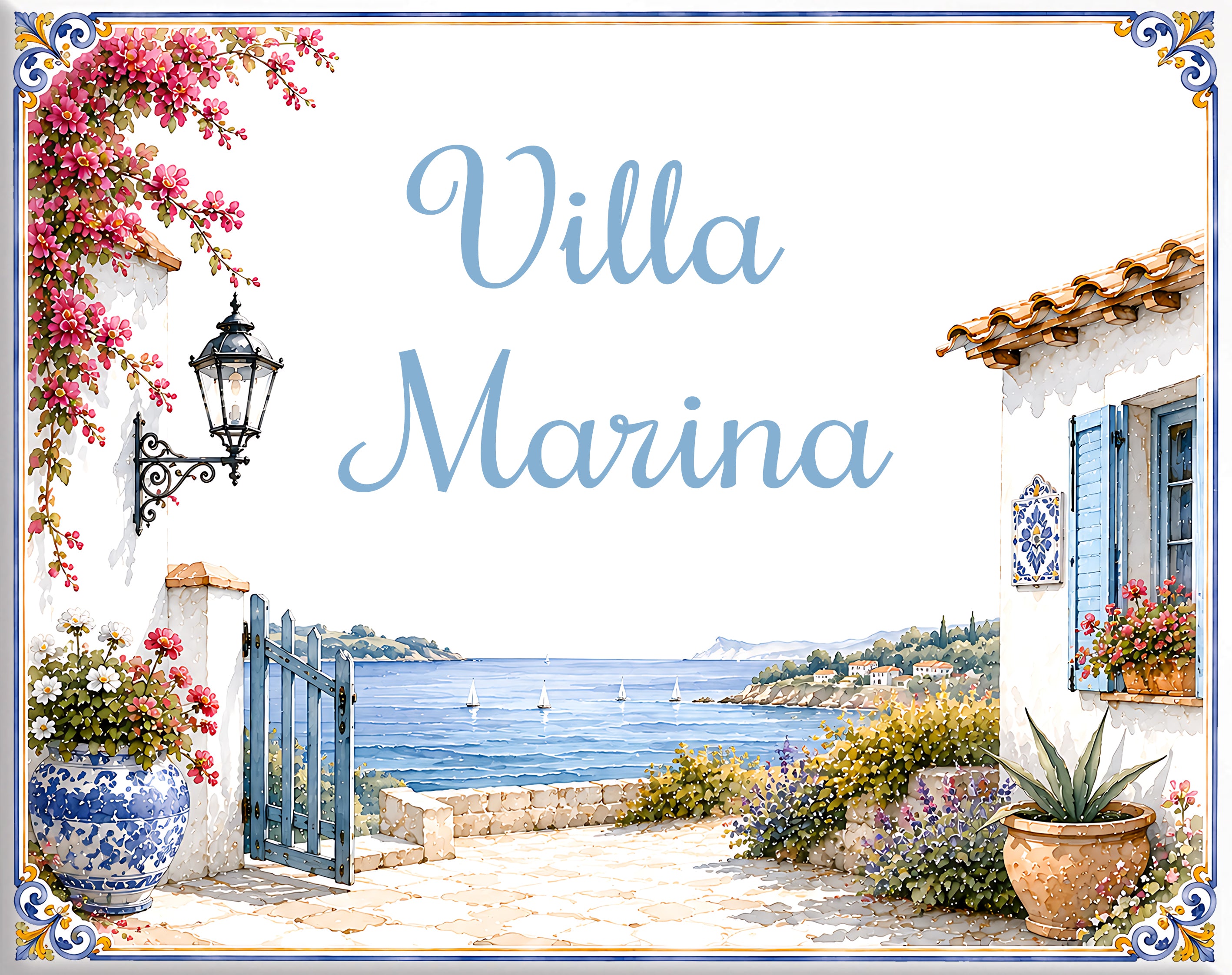 Targa Villa Personalizzata in Ceramica 20x25 cm – Nome Casa o Villa – Handmade in Italy S19