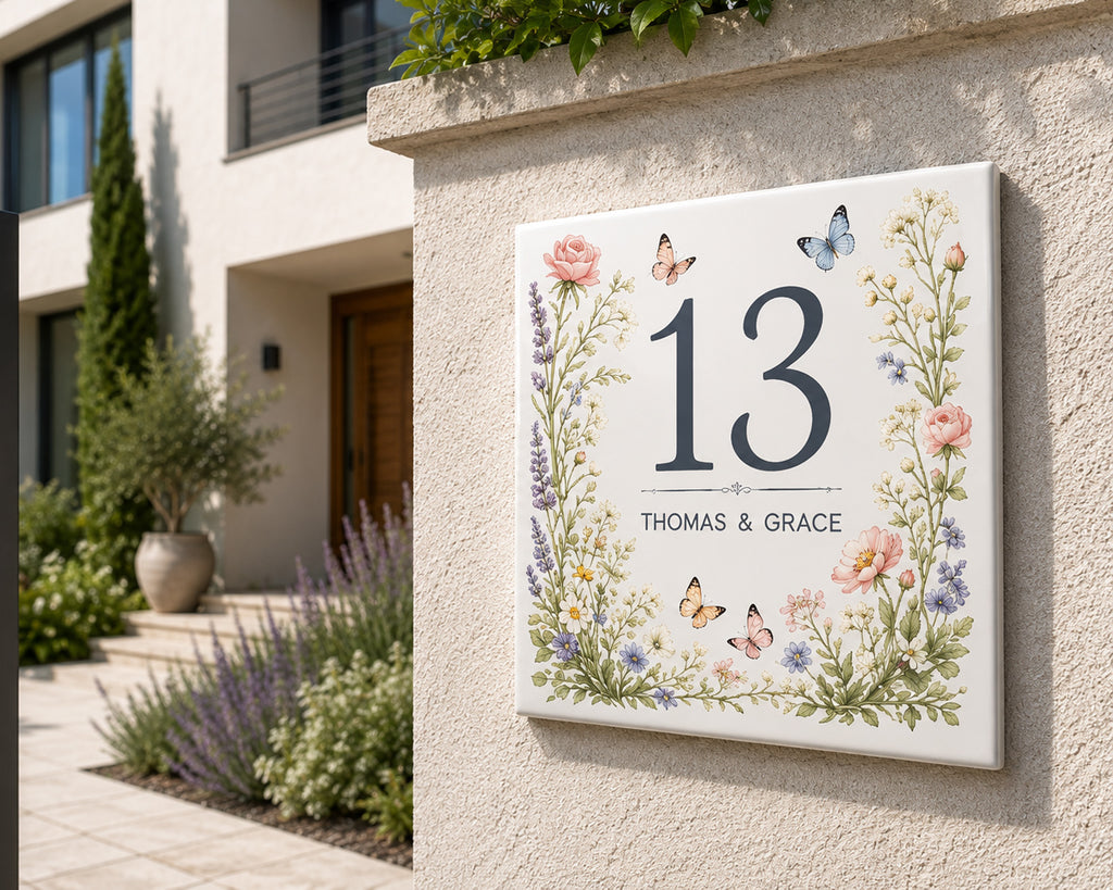 Numero Civico Personalizzato in Ceramica 15x15 cm – Targa Casa in ceramica – Handmade Italy  P21