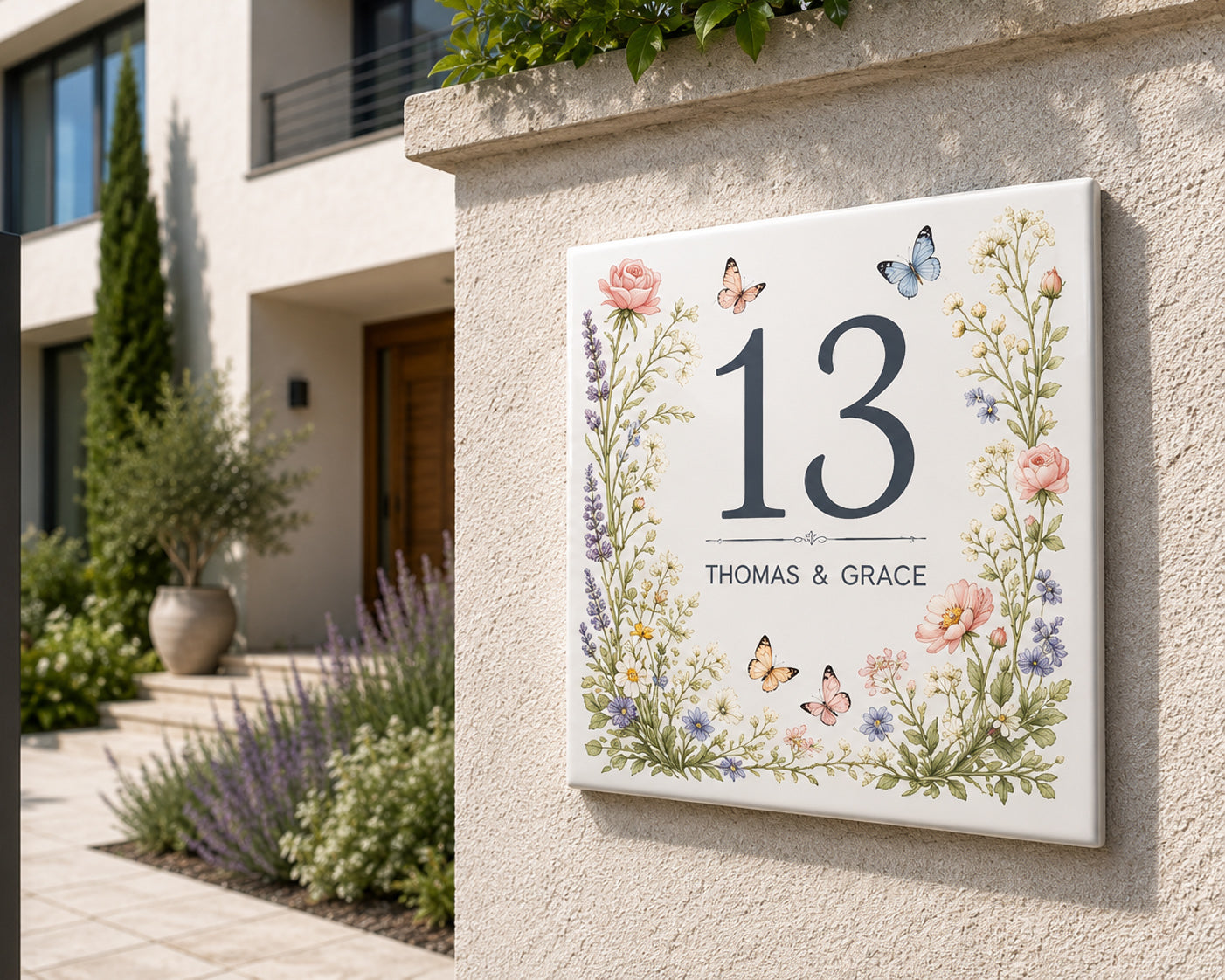Numero Civico Personalizzato in Ceramica 15x15 cm – Targa Casa in ceramica – Handmade Italy  P21