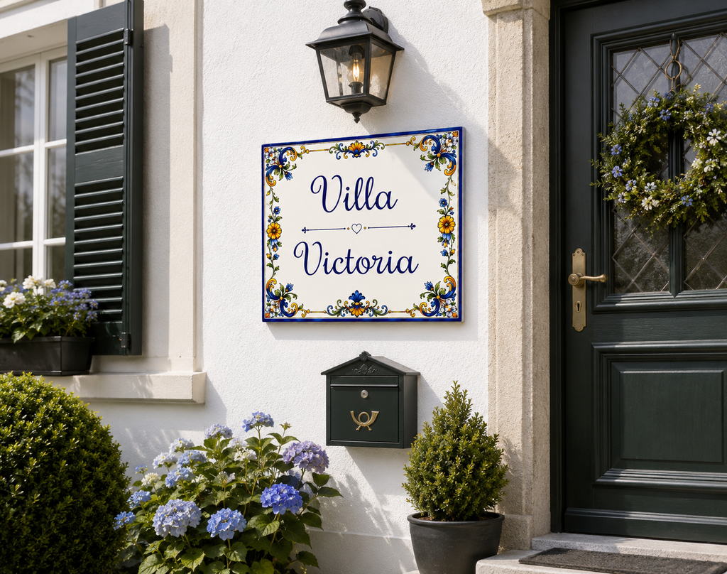 Targa Villa Personalizzata in Ceramica 20x25 cm – Nome Casa o Villa – Handmade in Italy S22
