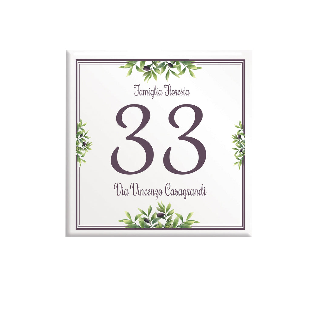 Numero Civico Personalizzato in Ceramica 15x15 cm – Targa Casa in ceramica – Handmade Italy  P33