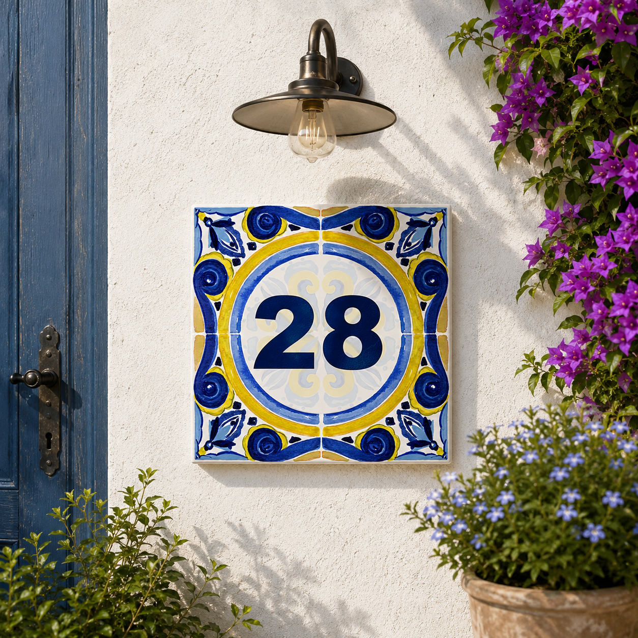 Numero Civico Personalizzato in Ceramica 15x15 cm – Targa Casa in ceramica – Handmade Italy  P39