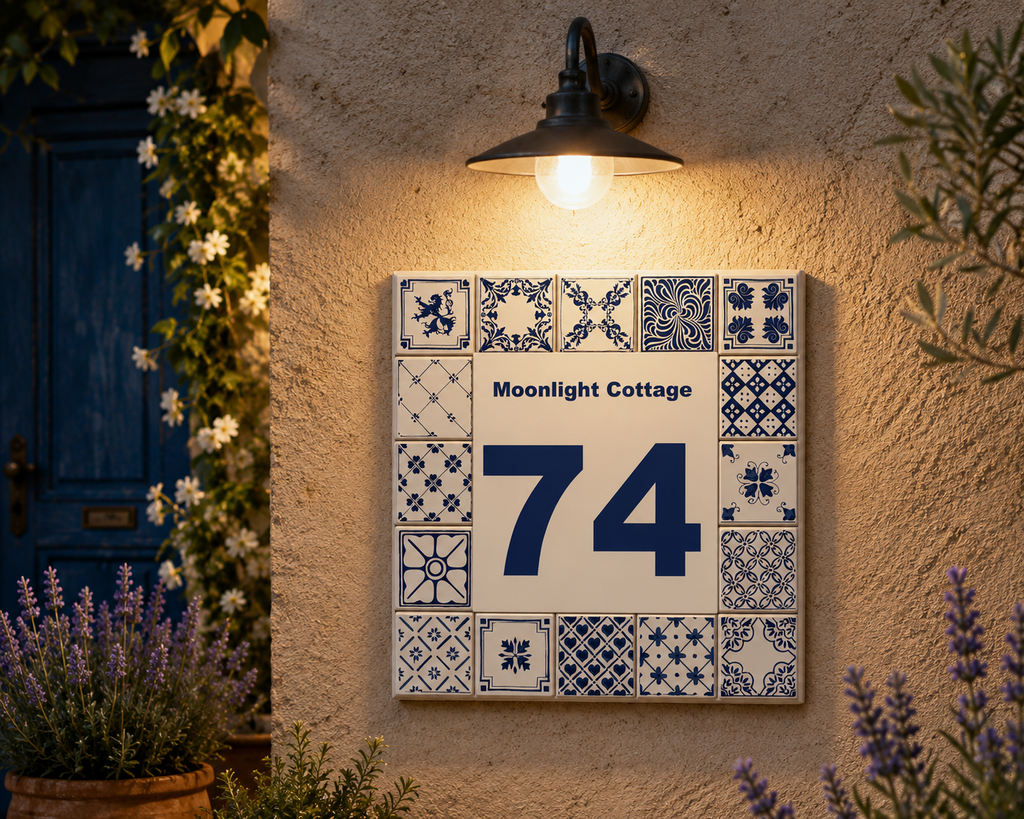 Numero Civico Personalizzato in Ceramica 15x15 cm – Targa Casa in ceramica – Handmade Italy  P38