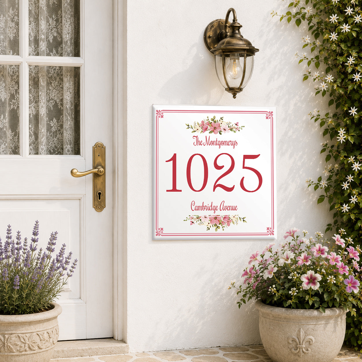 Numero Civico Personalizzato in Ceramica 15x15 cm – Targa Casa in ceramica – Handmade Italy  P8