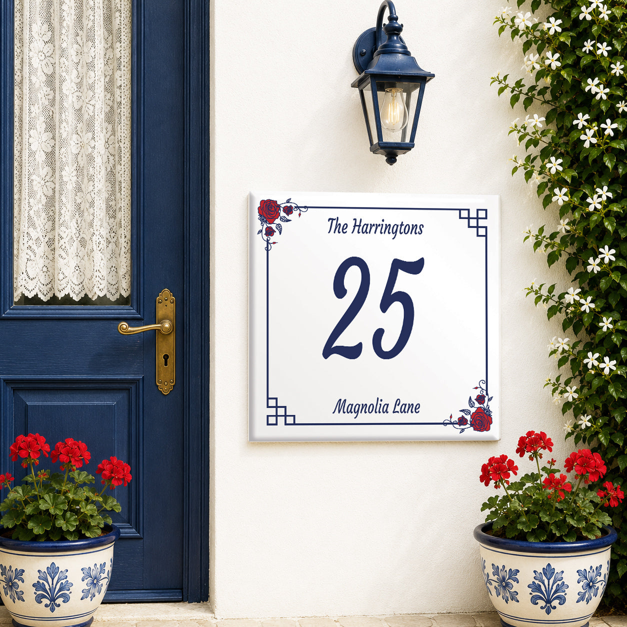 Numero Civico Personalizzato in Ceramica 15x15 cm – Targa Casa in ceramica – Handmade Italy  P11