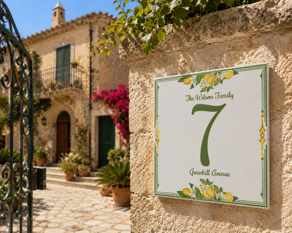 Numero Civico Personalizzato in Ceramica 15x15 cm – Targa Casa in ceramica – Handmade Italy  P22