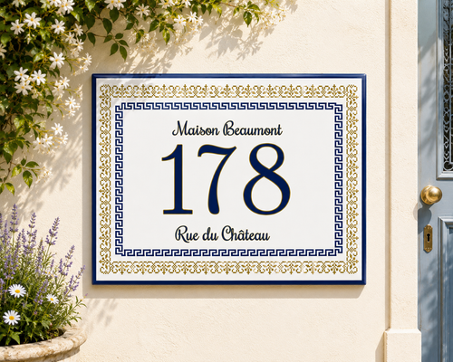 Numero Civico e Nome Villa Personalizzato su Ceramica – Targa Casa Handmade Italy 20x25 cm S14