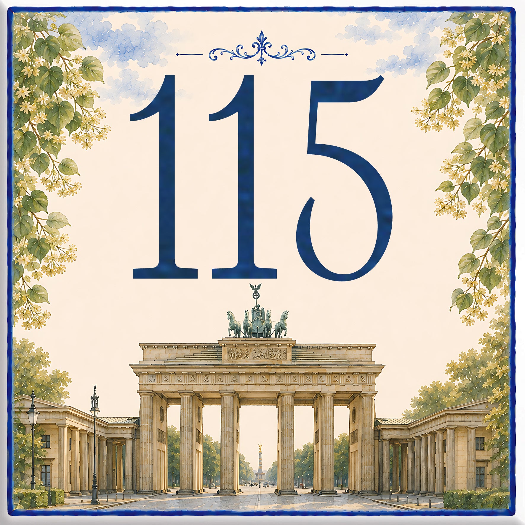 Numero Civico Personalizzato Brandeburgo Berlino 15x15 cm – Targa Casa in ceramica – Handmade Italy  P52