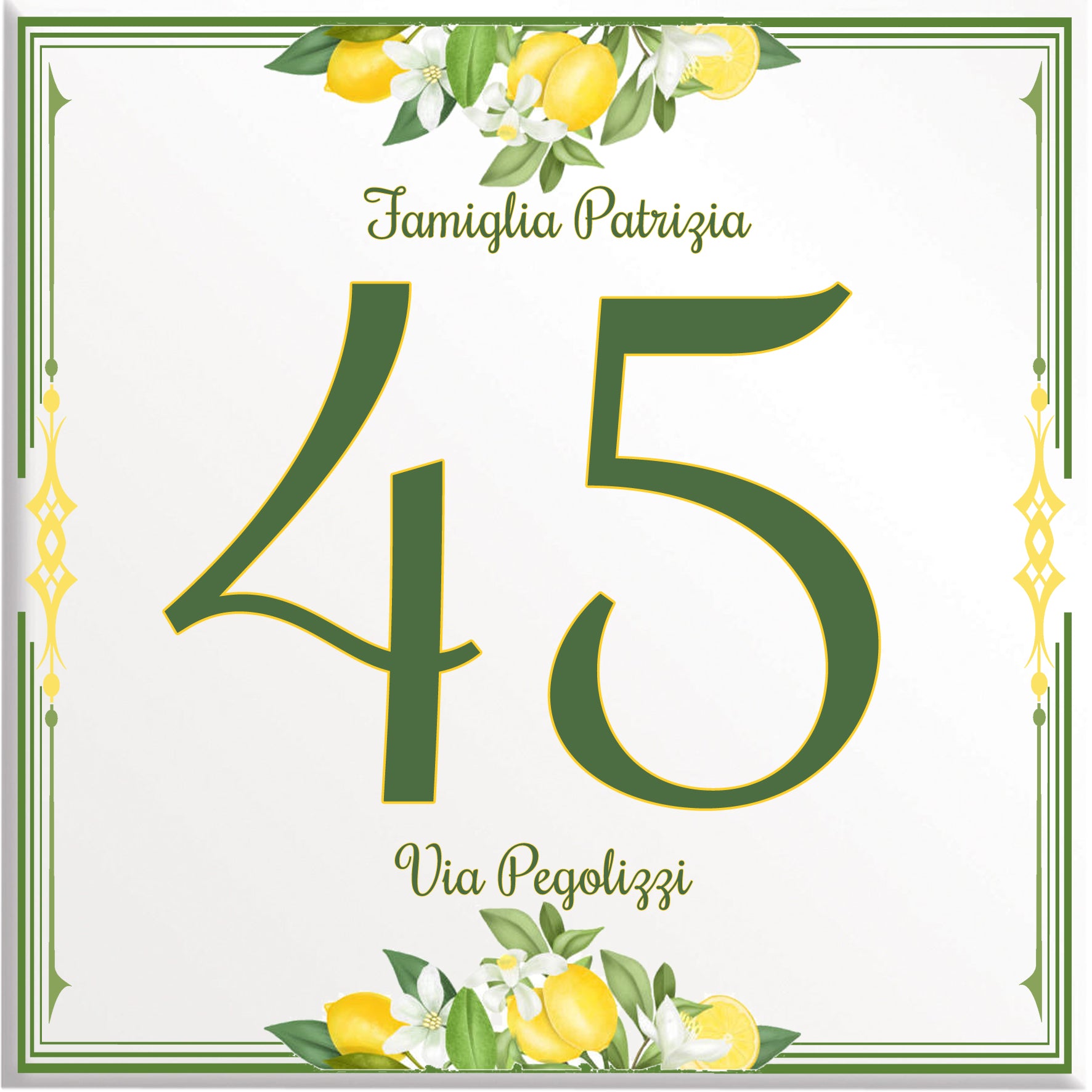 Numero Civico Personalizzato in Ceramica 15x15 cm – Targa Casa in ceramica – Handmade Italy  P22